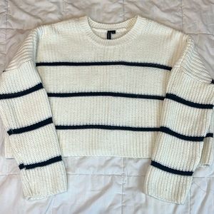 Mood & Madison Stripped, knitted, cropped sweater